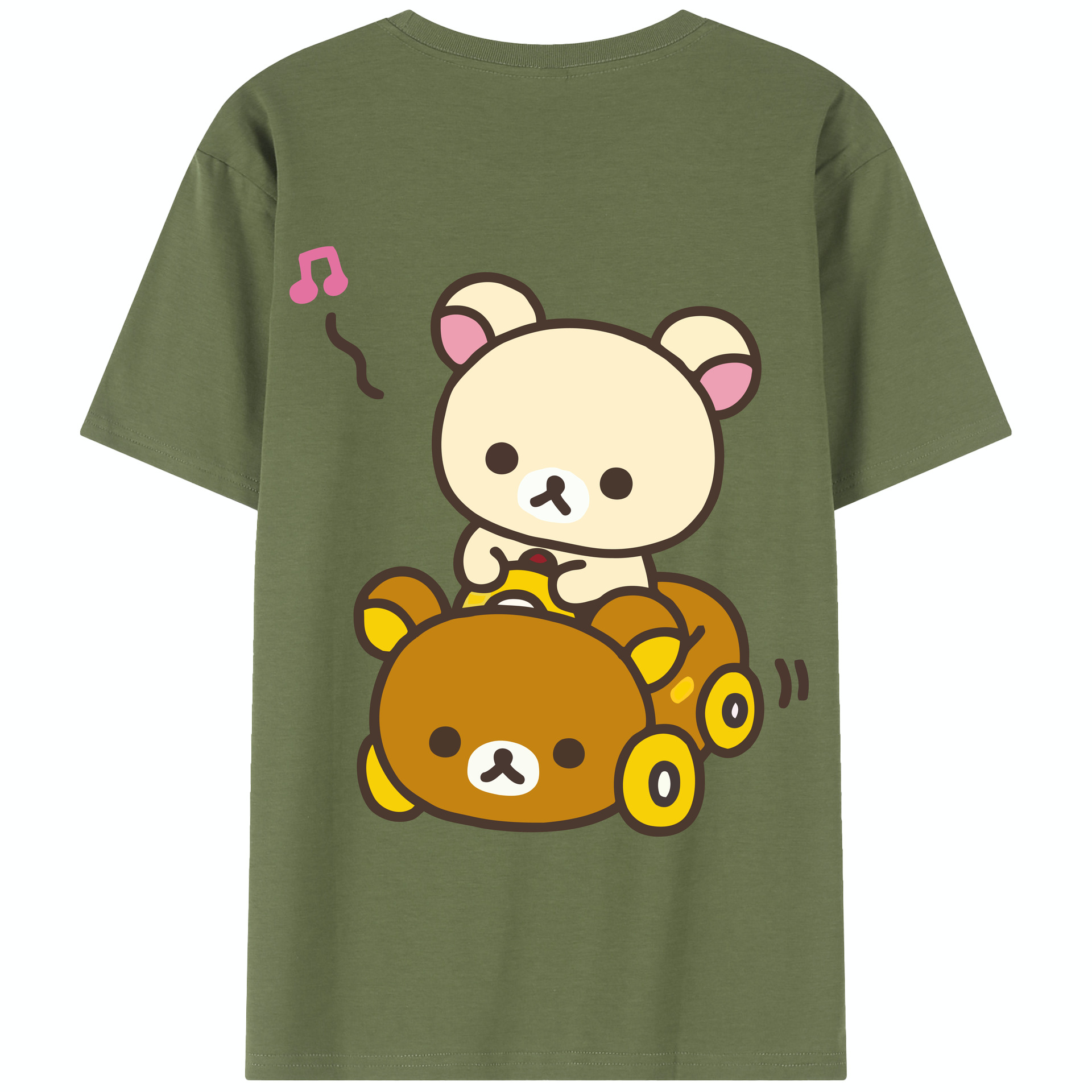 （画像用） リラックマ リラックマ キイロイトリ Rilakkuma Korilakkuma Kiiroitori 綿100％半袖Tシャツ（背面プリント）